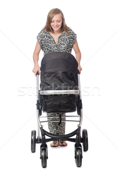 Szczęśliwy mama baby wózki dla dzieci kobieta rodziny Zdjęcia stock © Elnur