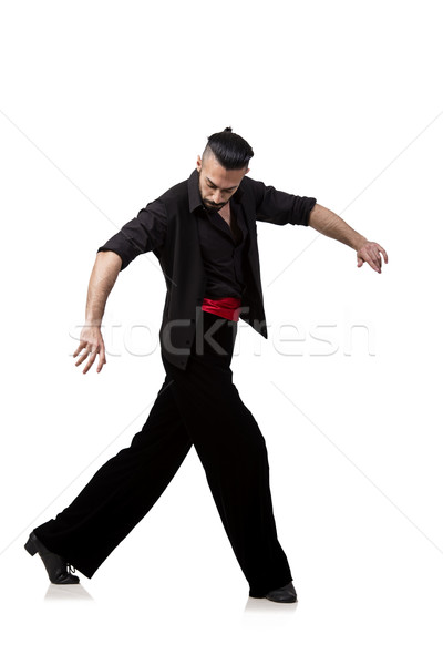 Férfi táncos tánc spanyol izolált fehér férfi Stock fotó © Elnur