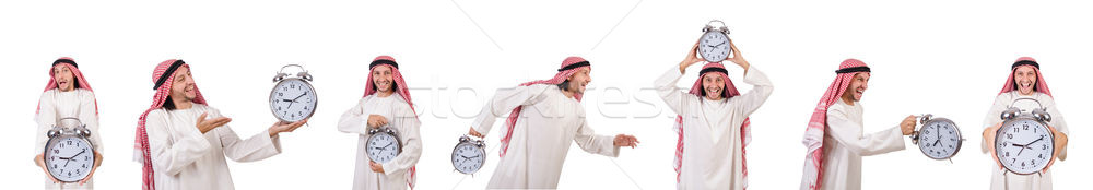 Arab man in time concept on white Stock photo © Elnur