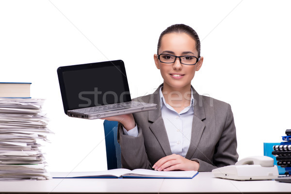 Jóvenes mujer de negocios oficina aislado blanco trabajo Foto stock © Elnur