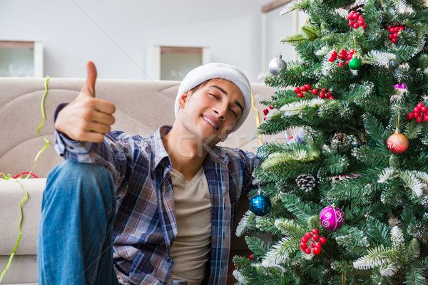 Homme gueule de bois Noël fête travaux verre [[stock_photo]] © Elnur