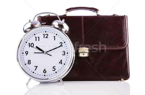 Alarm clock and briefcase isolated on white Stock photo © Elnur