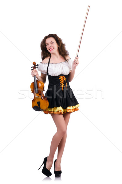 Young woman playing violin on white Stock photo © Elnur