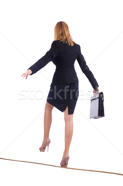 Mujer de negocios caminando apretado cuerda aislado negocios Foto stock © Elnur