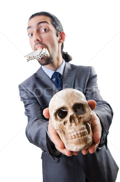 Antismoking concept with man and skull Stock photo © Elnur