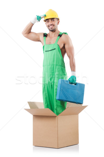 Man in coveralls with boxes Stock photo © Elnur