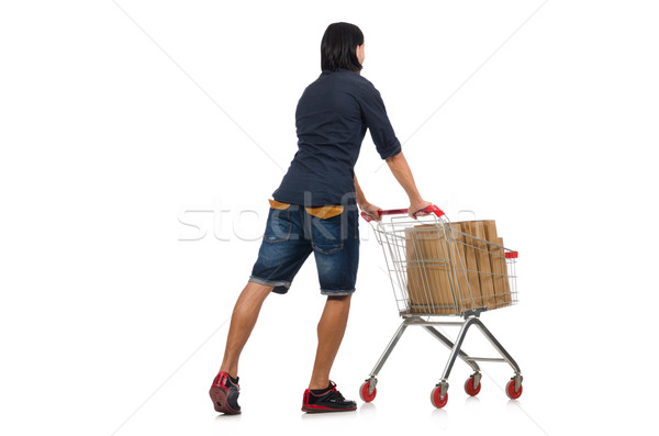 Сток-фото: человека · торговых · супермаркета · корзины · корзины · изолированный
