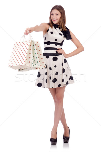 Vrouw winkelen gelukkig mode zak geschenk Stockfoto © Elnur
