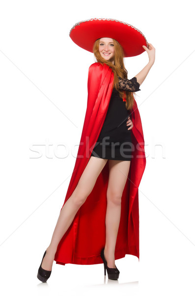 Mexican woman in red clothing on white Stock photo © Elnur