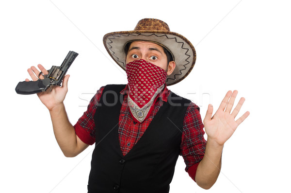 Foto stock: Jóvenes · vaquero · aislado · blanco · hombre · retrato