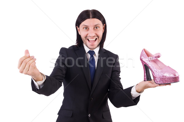 Man with woman shoes isolated on white Stock photo © Elnur