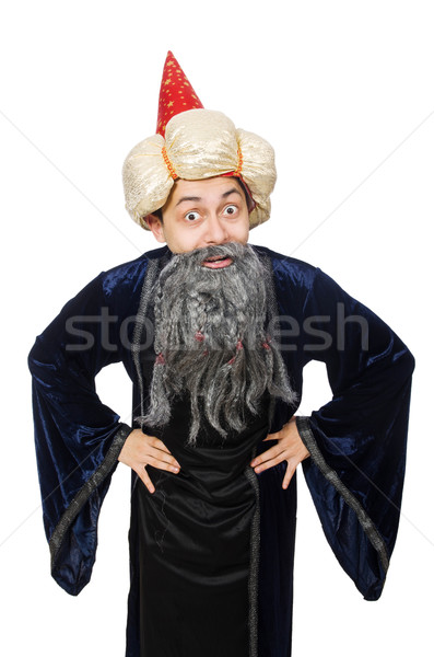 Stock photo: Funny wise wizard isolated on the white