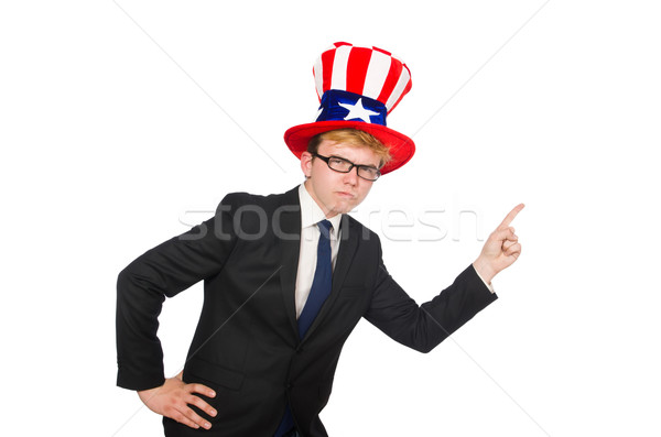 Businessman with american hat isolated on white Stock photo © Elnur