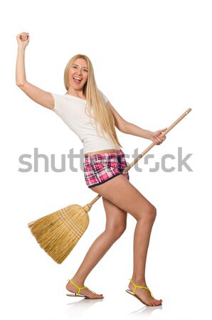 Pretty woman in jeans shorts isolated on white Stock photo © Elnur