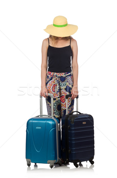 Woman ready for summer travel isolated on white Stock photo © Elnur