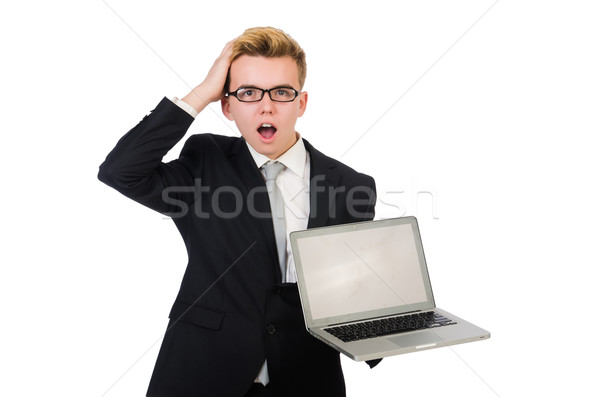 Young businessman with laptop isolated on white Stock photo © Elnur