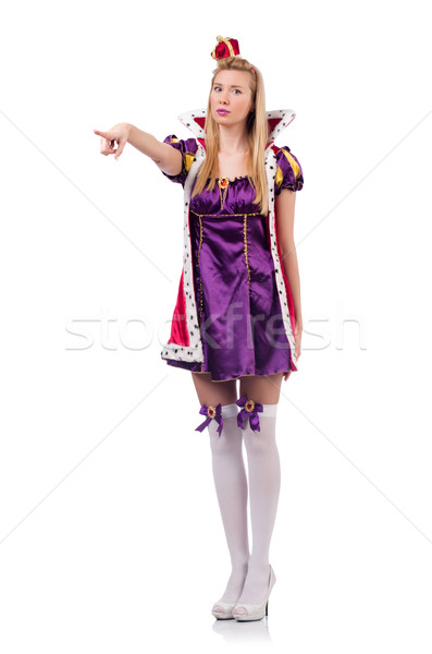 ストックフォト: かわいい · 少女 · 紫色 · ドレス · クラウン · 孤立した