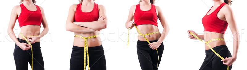 Jong meisje centimeter dieet vrouw meisje gezondheid Stockfoto © Elnur