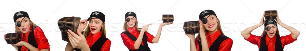 Woman pirate in various concepts on white Stock photo © Elnur