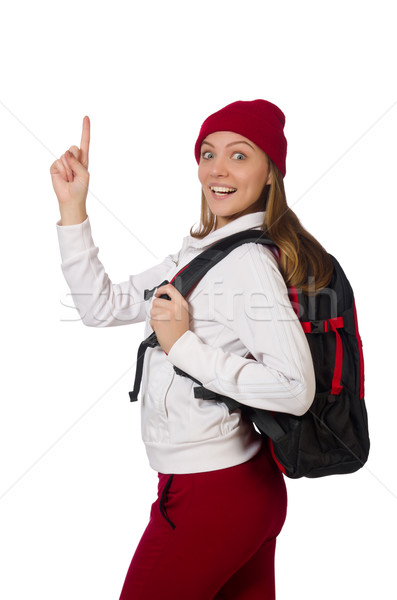 Funny student with backpack isolated on white Stock photo © Elnur