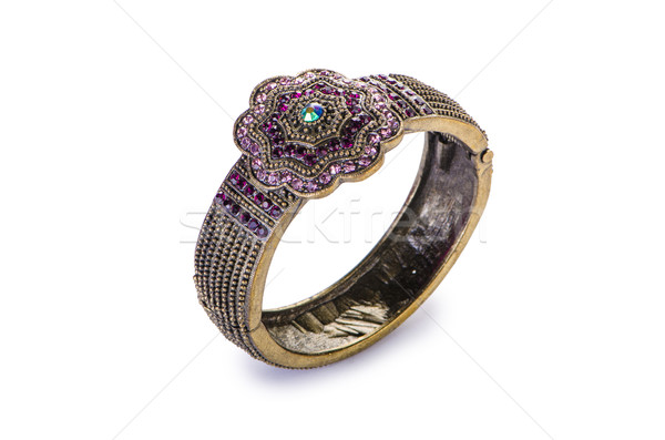 Or bijoux anneau isolé blanche chaîne Photo stock © Elnur