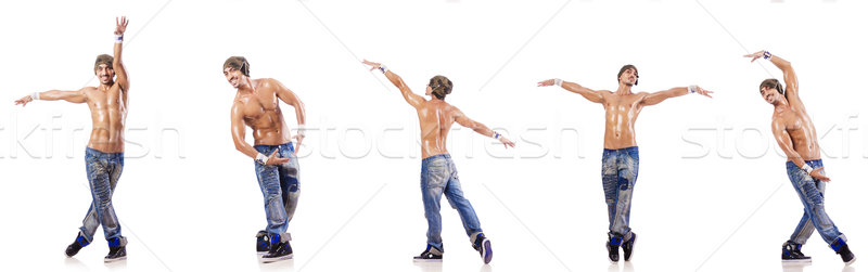 Stockfoto: Danser · dansen · geïsoleerd · witte · naakt · man