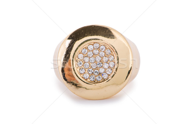 Dourado anel isolado branco cadeia diamante Foto stock © Elnur