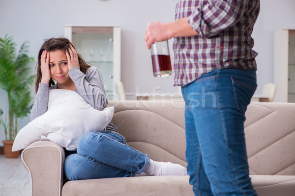 Przemoc w rodzinie rodziny argument pijany dziewczyna człowiek Zdjęcia stock © Elnur