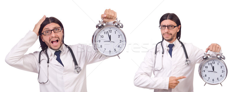 Man doctor with clock isolated on white Stock photo © Elnur