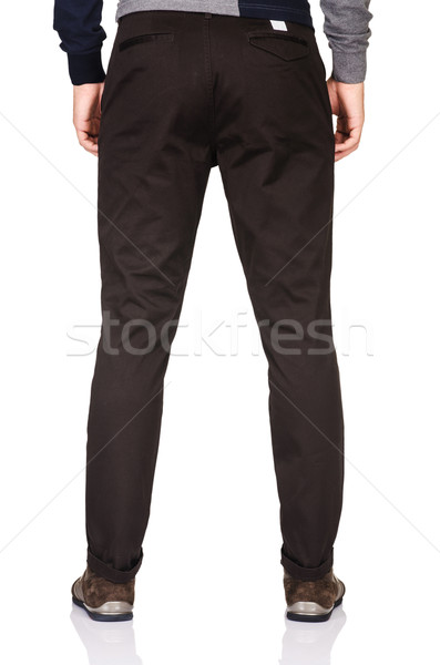 [[stock_photo]]: Mode · pantalon · blanche · modèle · fond · jeans