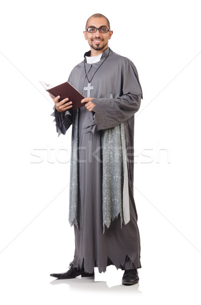 Jungen Priester isoliert weiß Bibel schwarz Stock foto © Elnur