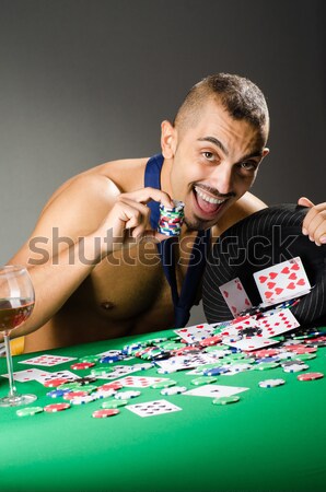 Vrouw casino speelkaarten tabel groene zwarte Stockfoto © Elnur