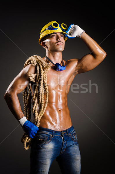 Travailleur de la construction sombre studio construction travaux industrie Photo stock © Elnur