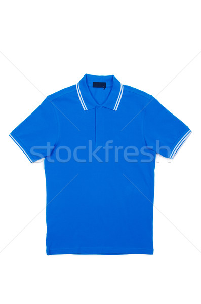 [[stock_photo]]: Homme · tshirt · isolé · blanche · Shopping · bleu