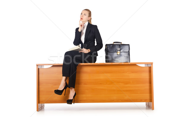 Stockfoto: Zakenvrouw · vrouw · bureau · werk · werknemer · stress