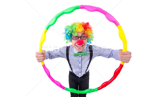 Grappig clown hoelahoep witte partij gelukkig Stockfoto © Elnur