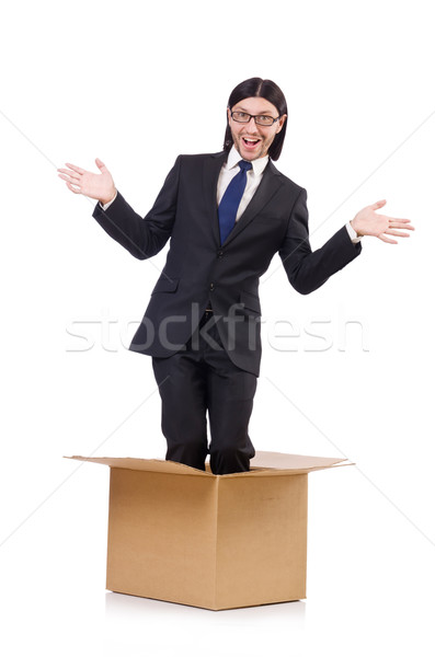Man in thinking out of the box concept Stock photo © Elnur