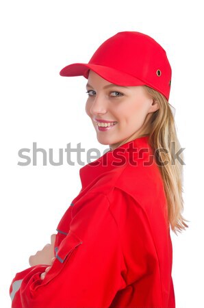 Young woman in red santa costume on white Stock photo © Elnur