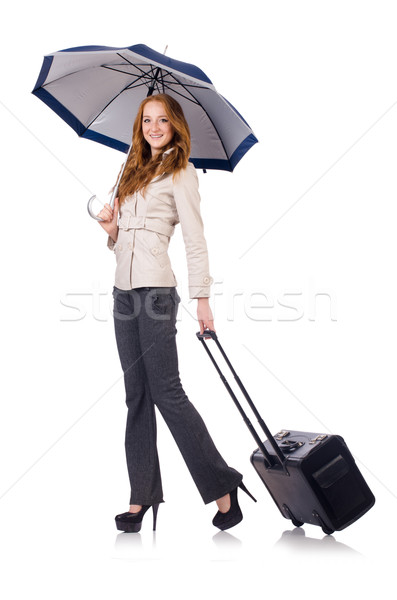Reizen vakantie bagage witte meisje gelukkig Stockfoto © Elnur