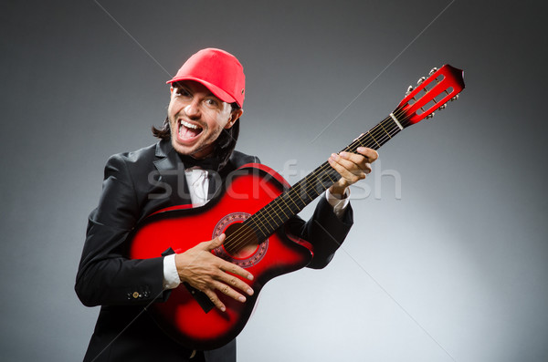 Funny Gitarrist Studio Musik Party Gitarre Stock foto © Elnur