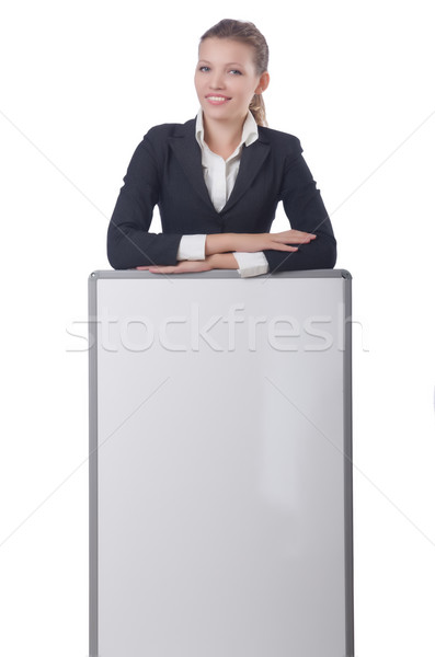 Stock photo: Woman businesswoman with blank board on white