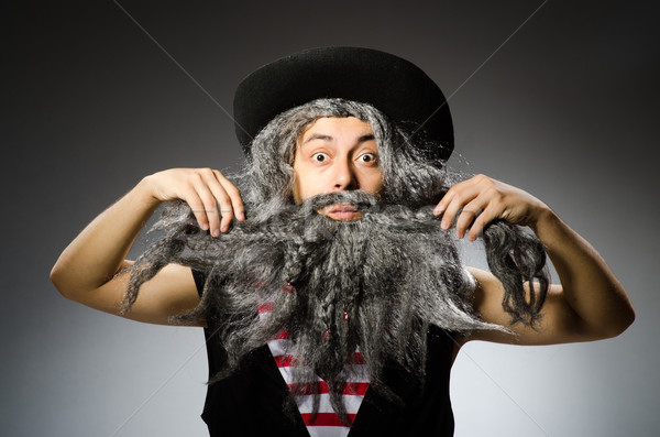 Vicces kalóz hosszú szakáll fekete fiatal Stock fotó © Elnur