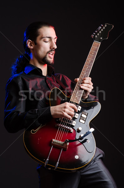 Adam gitar konser parti Metal eğlence Stok fotoğraf © Elnur