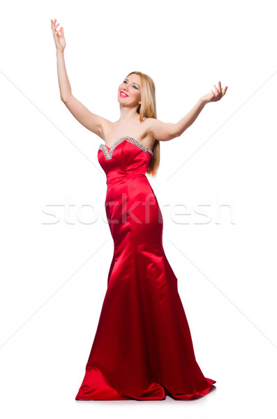 Woman in pretty red evening dress isolated on white Stock photo © Elnur