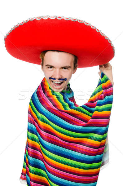 Grappig jonge Mexicaanse vals snor geïsoleerd Stockfoto © Elnur