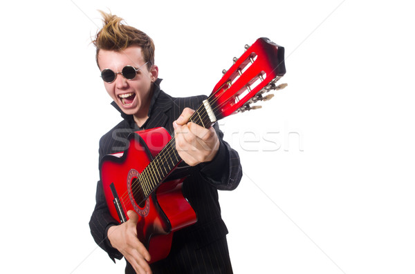 Mann Gitarrist isoliert weißen Mannes weiß Musik Stock foto © Elnur