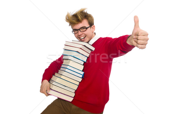 Egyetemi hallgató könyv izolált fehér szem boldog Stock fotó © Elnur