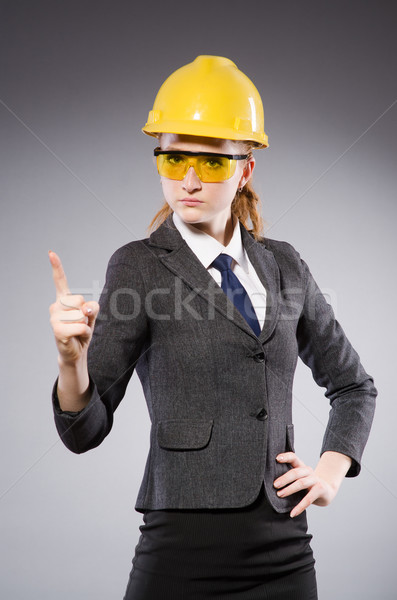 Trabajador de la construcción casco gris negocios mujer oficina Foto stock © Elnur