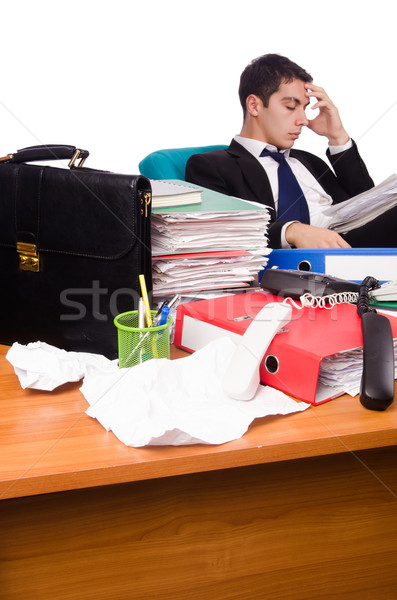 Ocupat om de afaceri muncă stres hârtie lucrător Imagine de stoc © Elnur