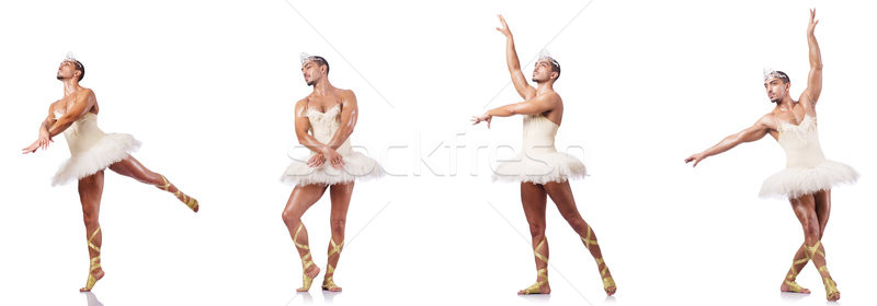 Stock photo: Man in ballet tutu isolated on white